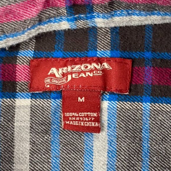 Arizona Jean Mens Plaid Flannel Shirt M Long Sleeve Cotton - Picture 3 of 13
